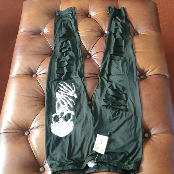 Skull Destruction Leggings Pant Skeleton Halloween - Picture 2 of 8